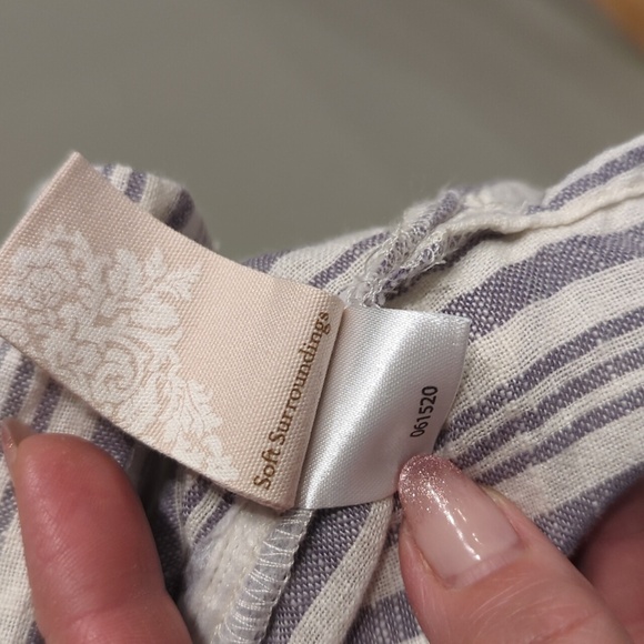 Soft Surroundings PS Top Nautical Striped Sequin Cotton Perla Beaded Embroidered - Picture 9 of 10